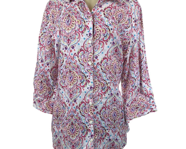Chico’s Women's Pink Button Down Shirt Sz 3