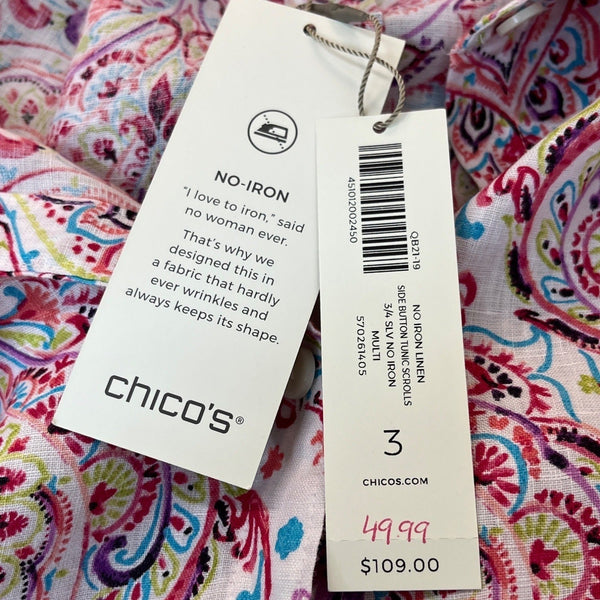Chico’s Women's Pink Button Down Shirt Sz 3