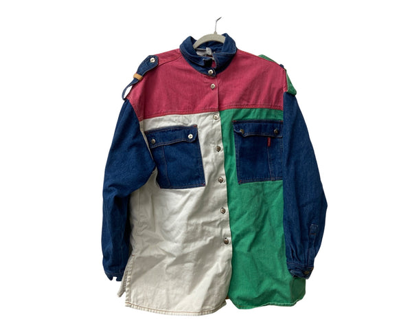 Together! Color Block Denim Button-Up