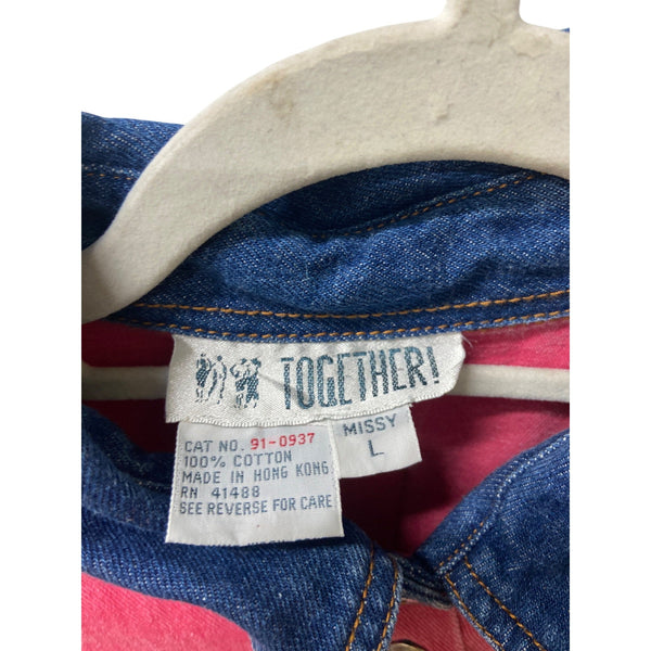 Together! Color Block Denim Button-Up
