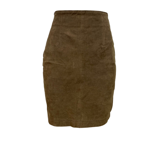 Capezio Women's Brown Leather High-Waisted Tube Skirt With Back Zipper Sz 7