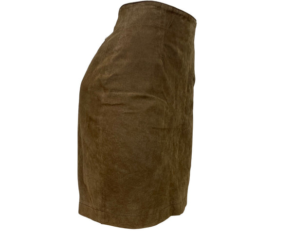 Capezio Women's Brown Leather High-Waisted Tube Skirt With Back Zipper Sz 7