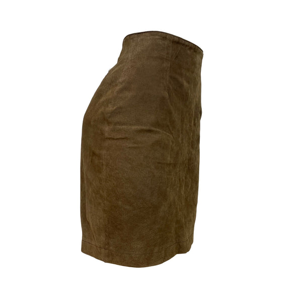 Capezio Women's Brown Leather High-Waisted Tube Skirt With Back Zipper Sz 7