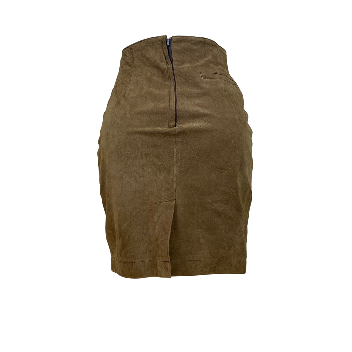 Capezio Women's Brown Leather High-Waisted Tube Skirt With Back Zipper Sz 7