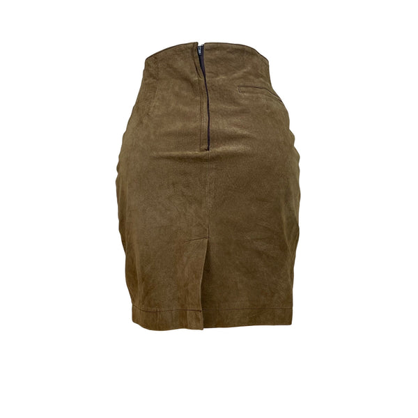 Capezio Women's Brown Leather High-Waisted Tube Skirt With Back Zipper Sz 7