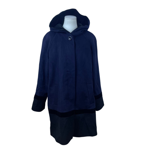Forecaster Women’s Navy Wool Hooded Coat With Velvet Trim Warm Outerwear Size 12