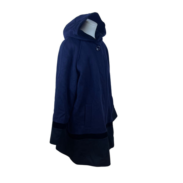 Forecaster Women’s Navy Wool Hooded Coat With Velvet Trim Warm Outerwear Size 12