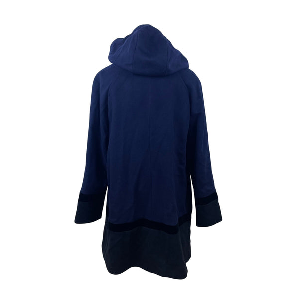 Forecaster Women’s Navy Wool Hooded Coat With Velvet Trim Warm Outerwear Size 12