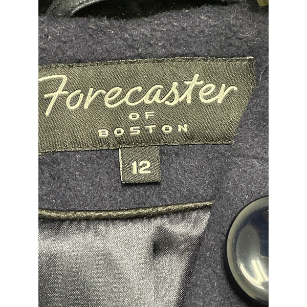 Forecaster Women’s Navy Wool Hooded Coat With Velvet Trim Warm Outerwear Size 12