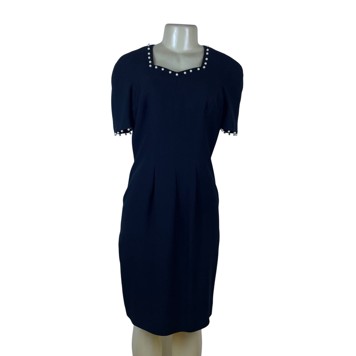 Liz Claiborne Women’s Black Pearl-Trim Short Sleeve Dress Size 6