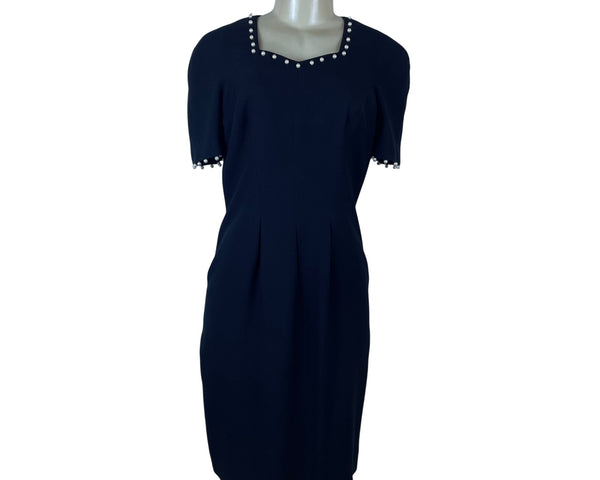 Liz Claiborne Women’s Black Pearl-Trim Short Sleeve Dress Size 6