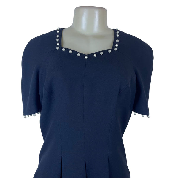 Liz Claiborne Women’s Black Pearl-Trim Short Sleeve Dress Size 6