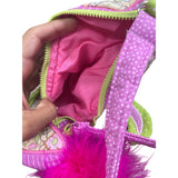 Colorful Bird-Shaped Kids Purse With Pink Strap Soft Fabric Decorative Feather & Zipper Closure