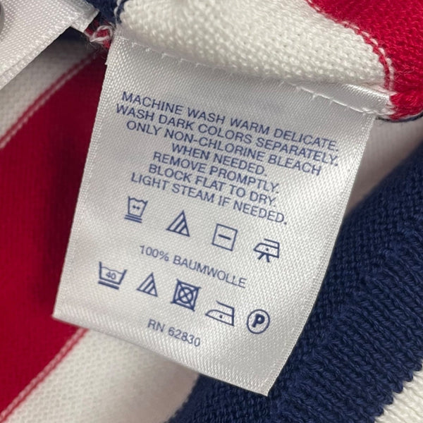 Lands End Women's Red/Blue Striped Cardigan Sweater Button Front Size 1X