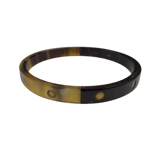 Vintage Unknown Womens Yellow Resin Bangle Bracelets With Metal Accents Set Of 3