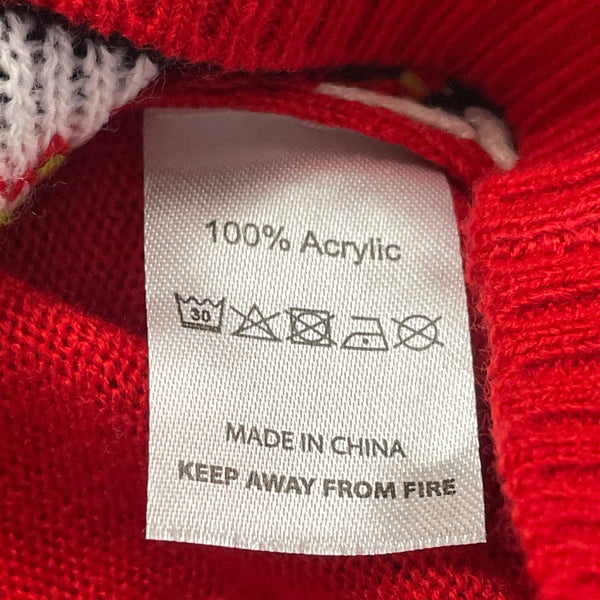 Off The Rack Mens Red & Green Acrylic Ugly Christmas Elf Sweater W/ Bells Sz M