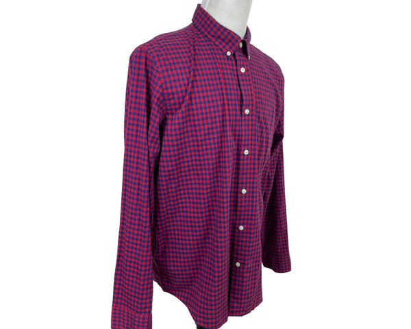 Gap Mens Red & Navy Button-Down Shirt Long Sleeve Front Pocket Size XL - New