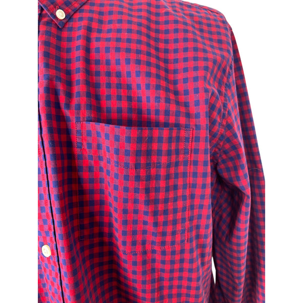 Gap Mens Red & Navy Button-Down Shirt Long Sleeve Front Pocket Size XL - New