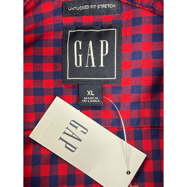 Gap Mens Red & Navy Button-Down Shirt Long Sleeve Front Pocket Size XL - New