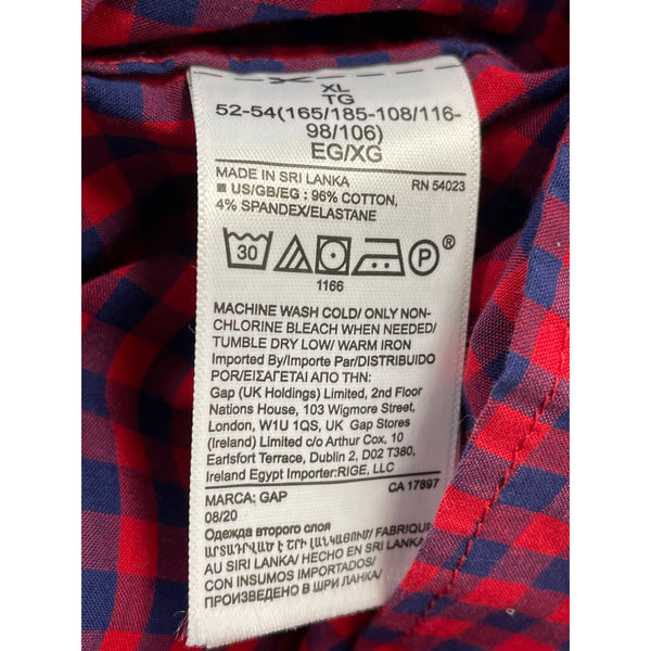 Gap Mens Red & Navy Button-Down Shirt Long Sleeve Front Pocket Size XL - New