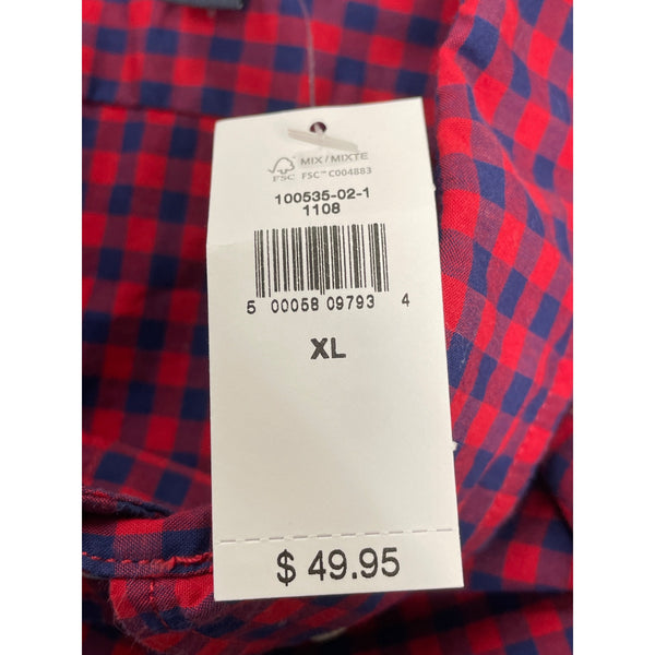 Gap Mens Red & Navy Button-Down Shirt Long Sleeve Front Pocket Size XL - New