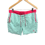 Mr Swim Mens Red & Mint Green Swim Trunks Size 34 Lightweight Drawstring Waist