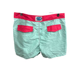 Mr Swim Mens Red & Mint Green Swim Trunks Size 34 Lightweight Drawstring Waist