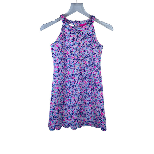 Lilly Pulitzer Womens Multicolor Floral Mini Dress Scalloped Hem Sleeveless Zip Back Size 10