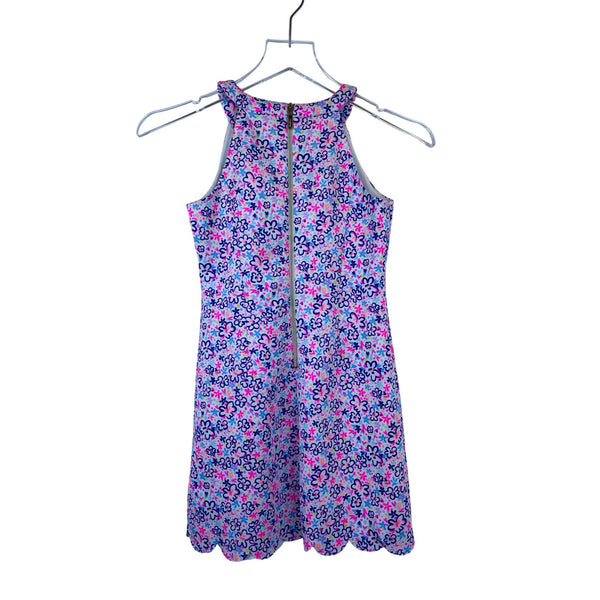 Lilly Pulitzer Womens Multicolor Floral Mini Dress Scalloped Hem Sleeveless Zip Back Size 10