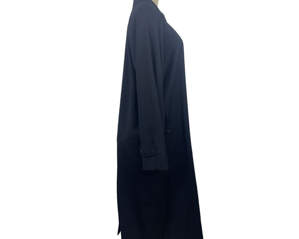 Women's Black Wool Button Down Trench Coat Sz M/L