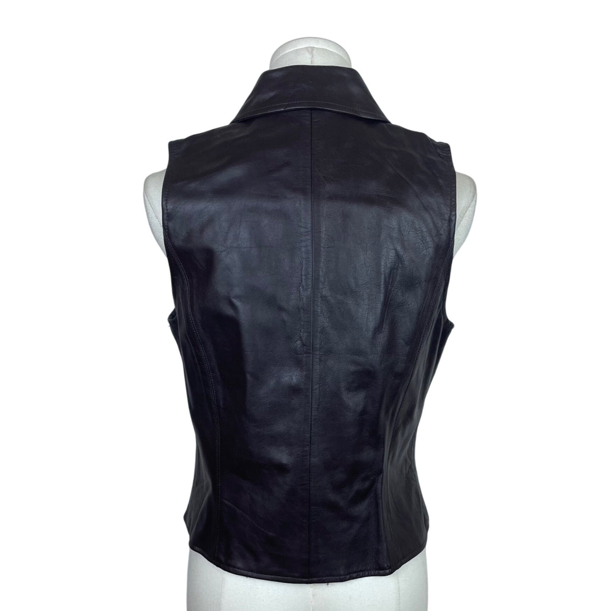 Studio Mens Dark Brown Leather Vest Button Closure Two Front Pockets Size S