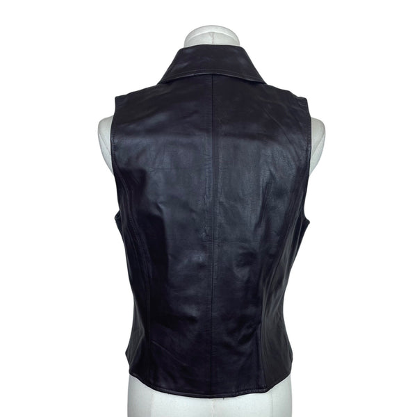 Studio Mens Dark Brown Leather Vest Button Closure Two Front Pockets Size S