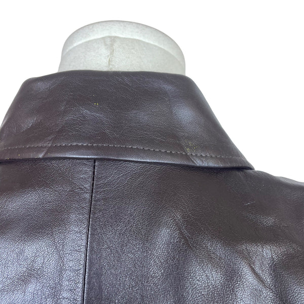 Studio Mens Dark Brown Leather Vest Button Closure Two Front Pockets Size S