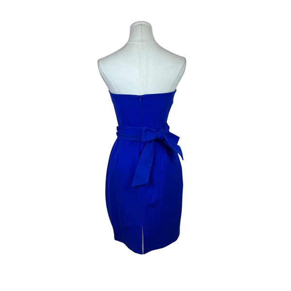 Eva Franco Womens Cobalt Blue Strapless Cocktail Dress Pearl Embellishments Sz 2
