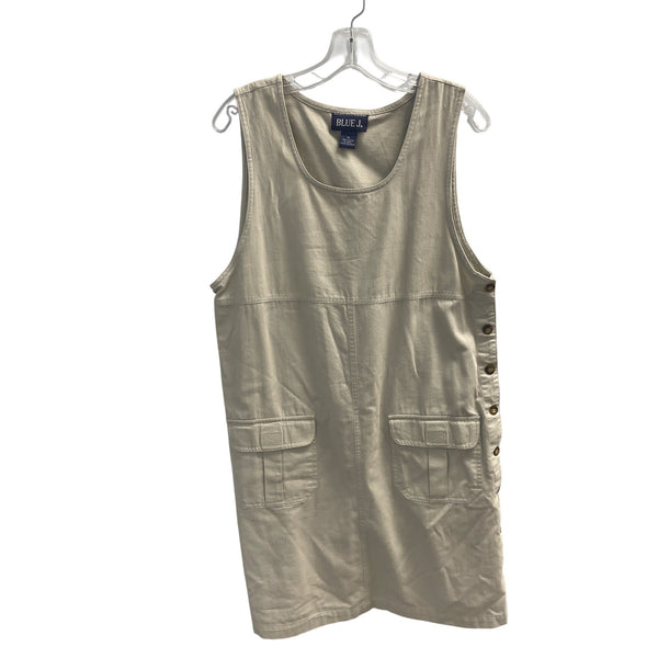Blue J. Womens Beige Cotton Button-Side Sleeveless Dress Size M Casual Style
