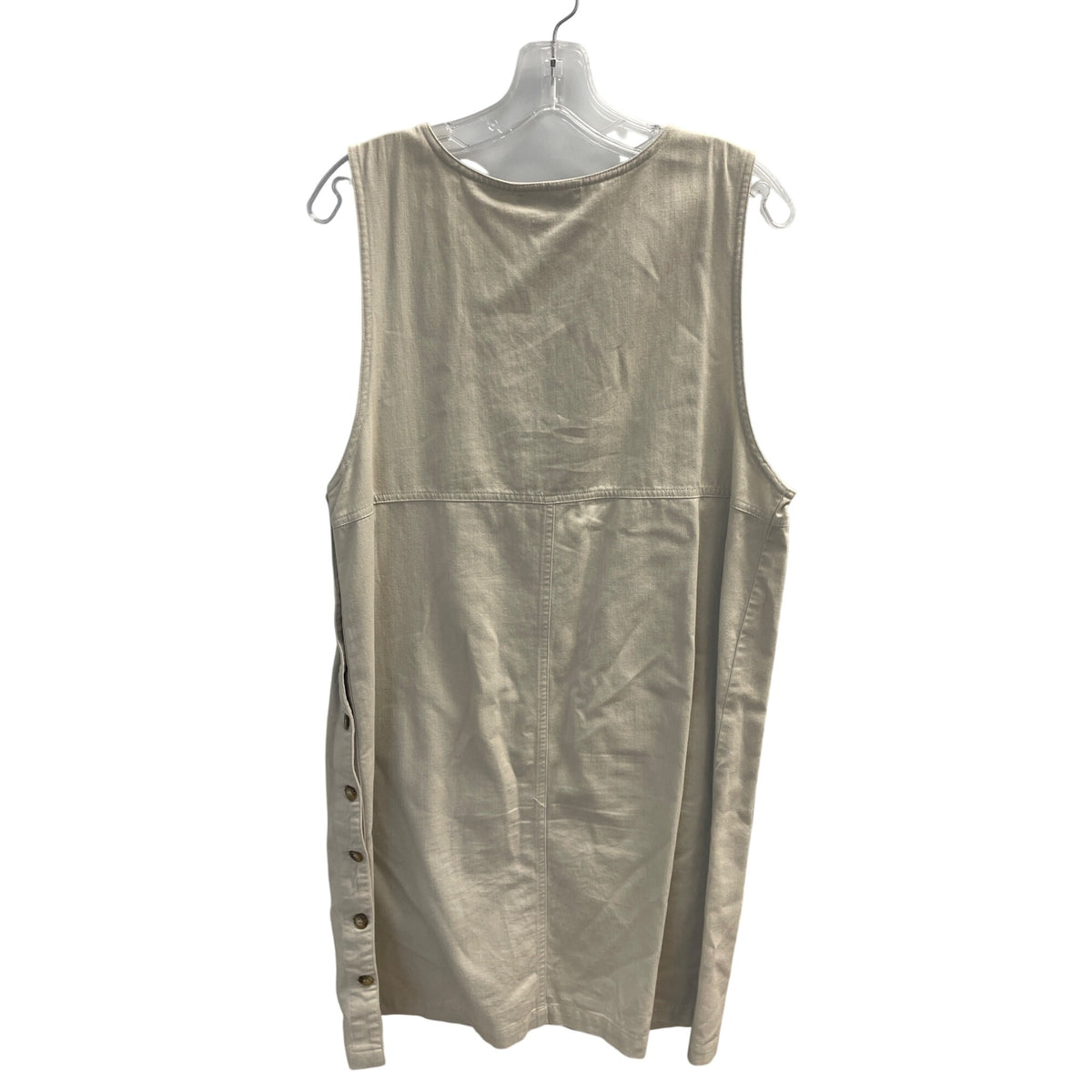 Blue J. Womens Beige Cotton Button-Side Sleeveless Dress Size M Casual Style