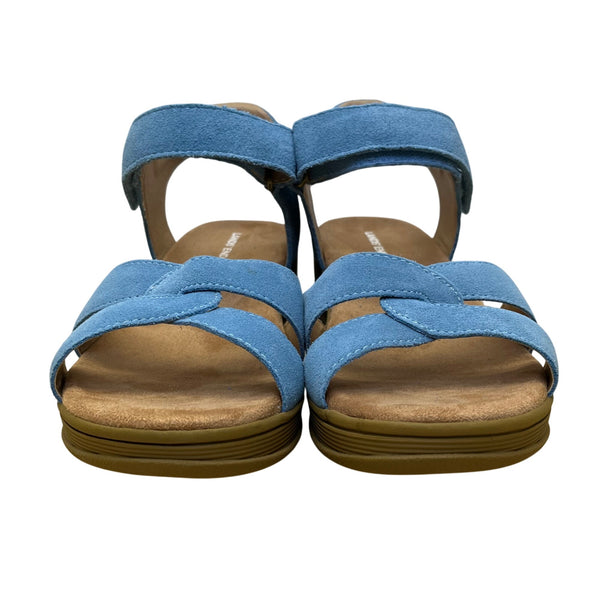 Lands End Women’s Blue Faux Suede Open-Toe Adjustable Strap Wedge Sandals Sz 7B
