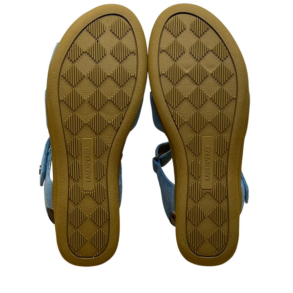 Lands End Women’s Blue Faux Suede Open-Toe Adjustable Strap Wedge Sandals Sz 7B