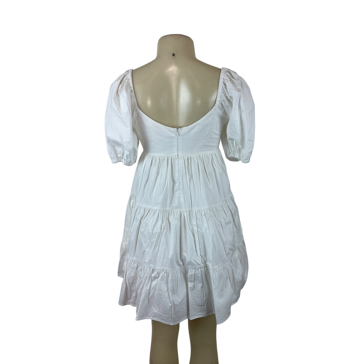 NIA Womens White Puffy Sleeve Tiered Mini Dress Size XS- New