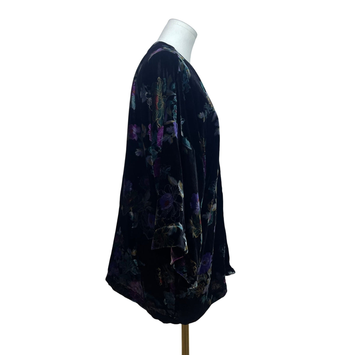 Loft Womens Black Velvet Floral Open Front Cardigan Size M/L