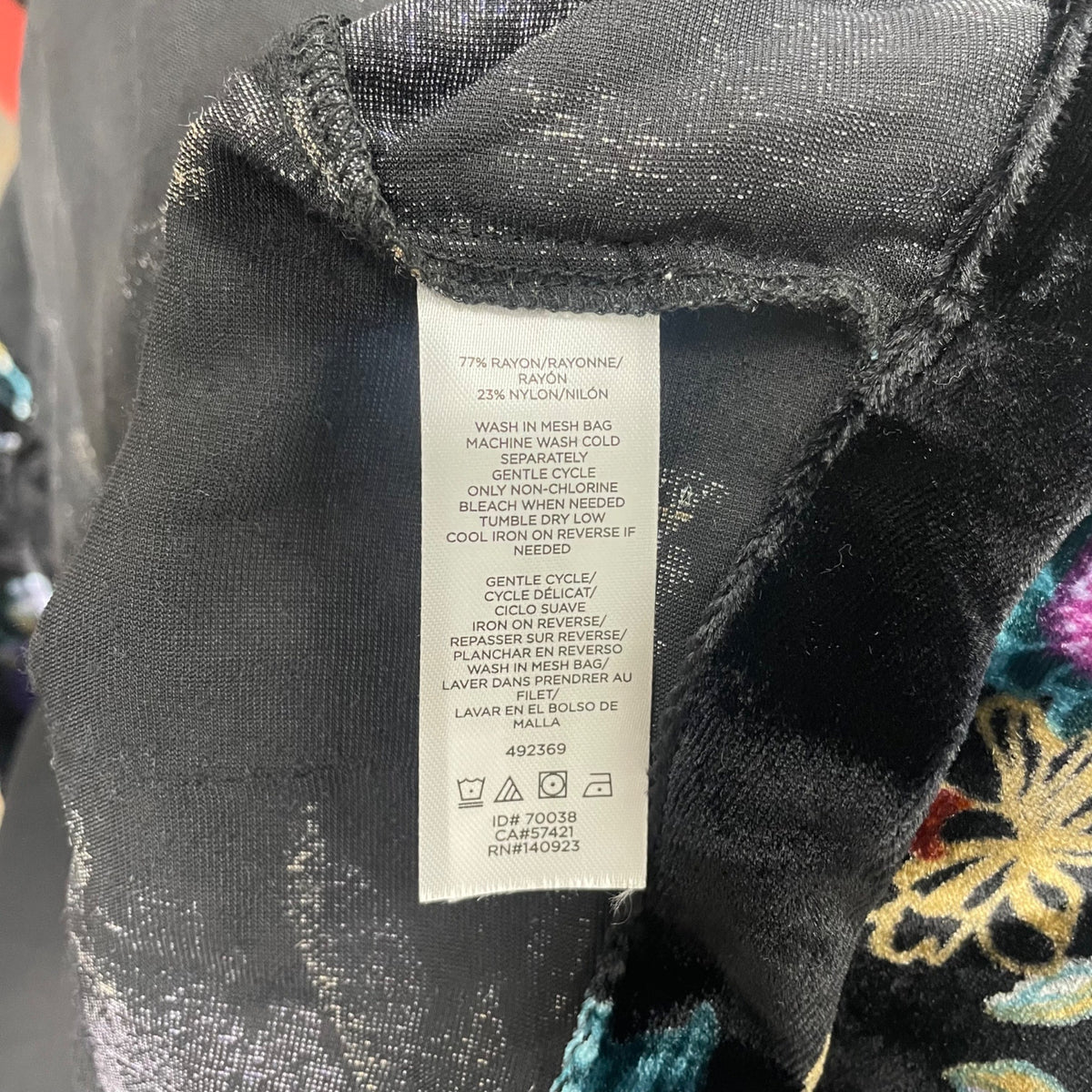 Loft Womens Black Velvet Floral Open Front Cardigan Size M/L