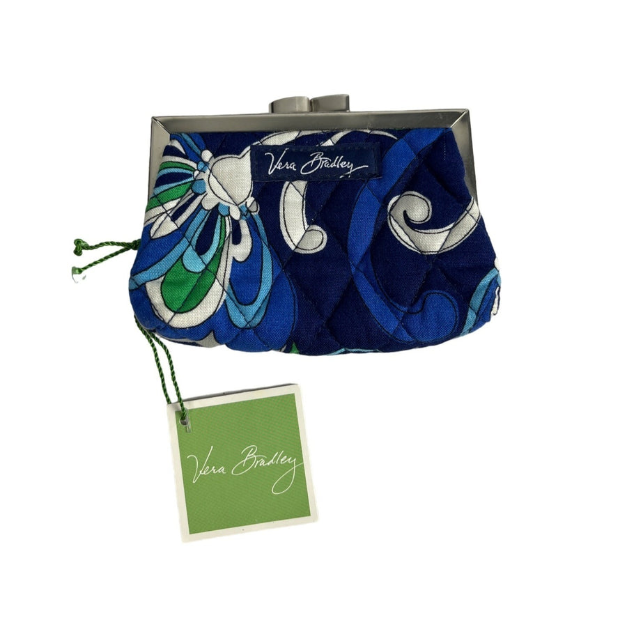 Vera Bradley Women's Bitonal Blue Floral Art kiss lock coin purse Sz XS - NWT