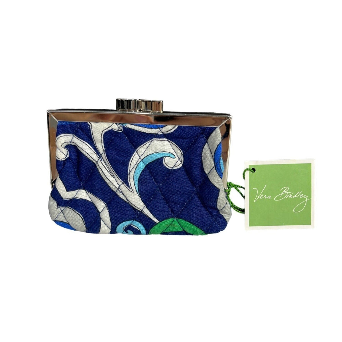 Vera Bradley Women's Bitonal Blue Floral Art kiss lock coin purse Sz XS - NWT