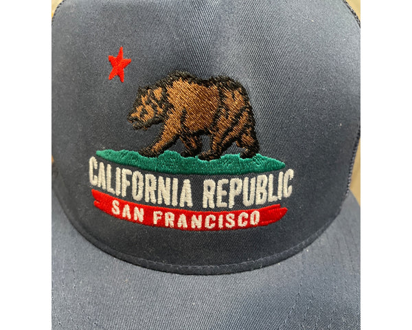 California Republic San Francisco Trucker Hat by Yupoong Mesh Back Navy
