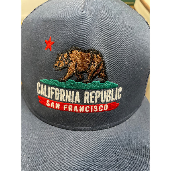 California Republic San Francisco Trucker Hat by Yupoong Mesh Back Navy