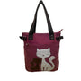 Kaukko Women’s Purple Canvas With Cat Design & Side Adjustable Straps Tote Bag