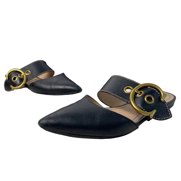 Coach Women’s Black Leather Verona Mule  Pointed Toe Slide In Shoes Sz 6.5