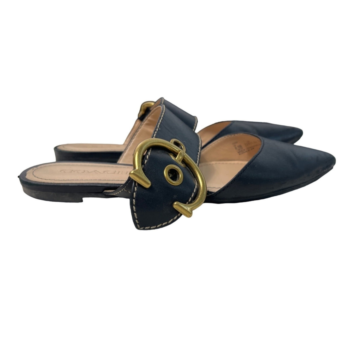 Coach Women’s Black Leather Verona Mule  Pointed Toe Slide In Shoes Sz 6.5