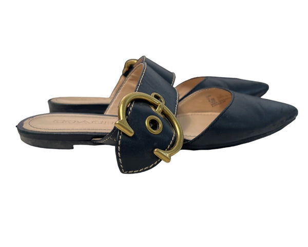Coach Women’s Black Leather Verona Mule  Pointed Toe Slide In Shoes Sz 6.5