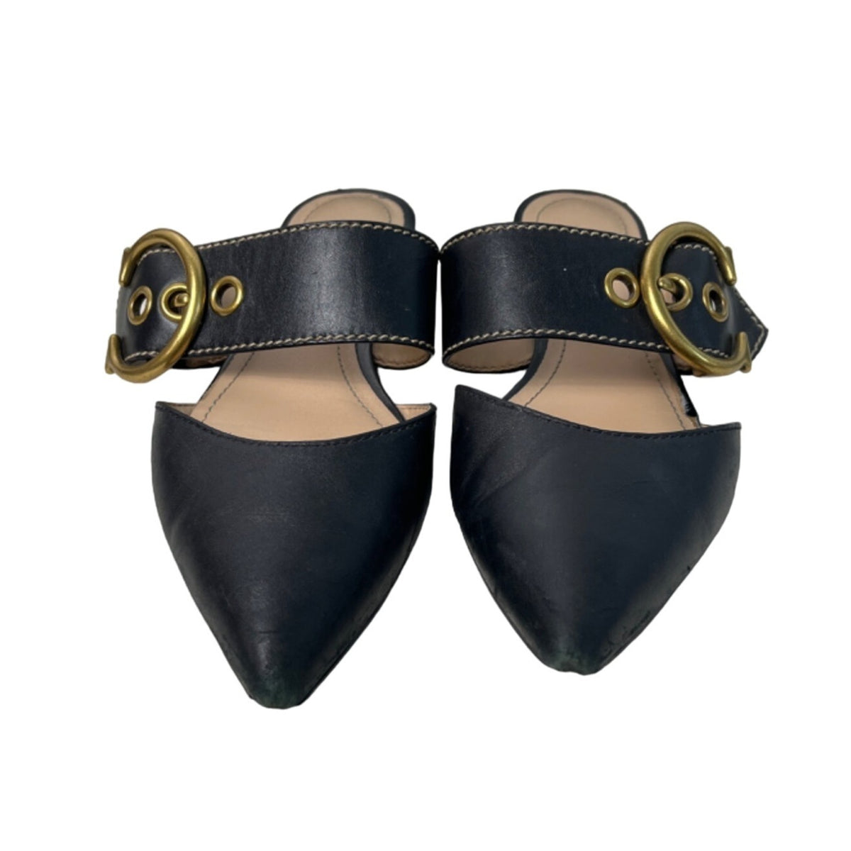 Coach Women’s Black Leather Verona Mule  Pointed Toe Slide In Shoes Sz 6.5